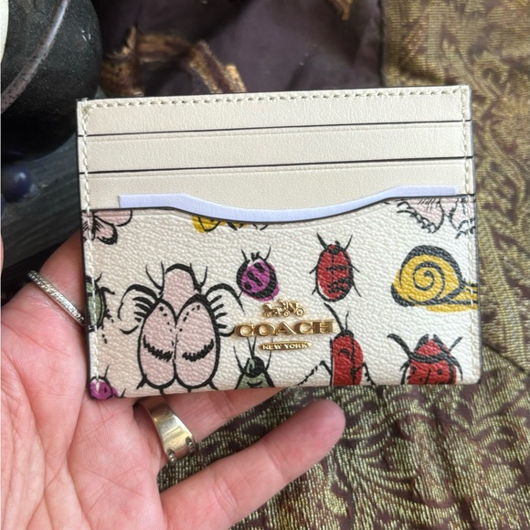 Authentic COACH Coated leather/smooth leather card case - Picture 1 of 8